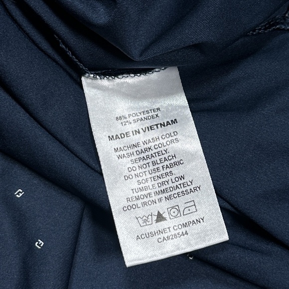 Footjoy Lisle Titleist FJ Logo Print Navy Embroidered Golf Polo Shirt Mens Large - Picture 7 of 9